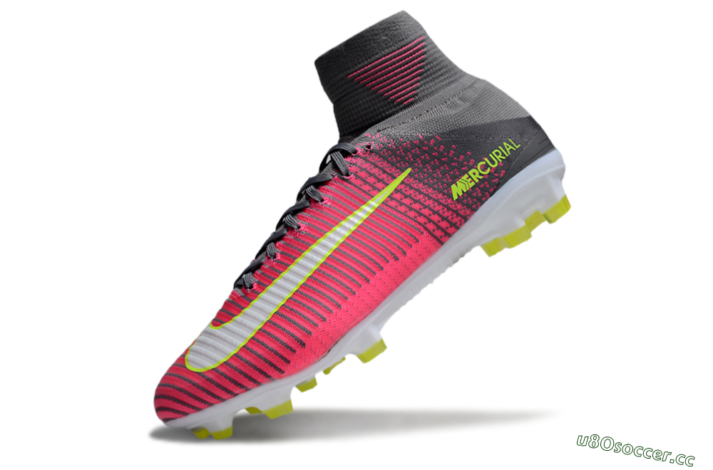 Men's Nike Zoom Mercurial Superfly 5 Elite FG Firm Ground High-Tops Football Boots - Pink/Black/Yellow 5