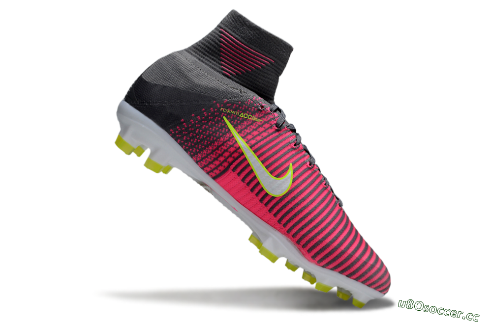 Men's Nike Zoom Mercurial Superfly 5 Elite FG Firm Ground High-Tops Football Boots - Pink/Black/Yellow 4