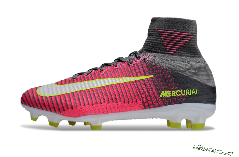 Men's Nike Zoom Mercurial Superfly 5 Elite FG Firm Ground High-Tops Football Boots - Pink/Black/Yellow 0
