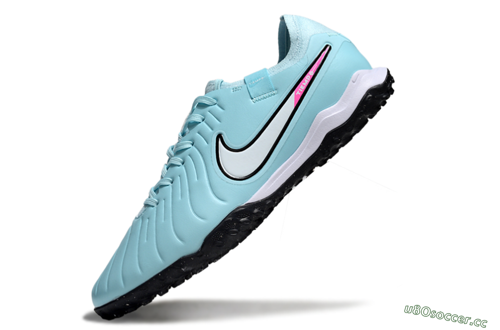 Men's Nike Tiempo Legend 10 Pro TF Artificial Turf Low-Tops Football Shoes - Jade/White/Pink 4