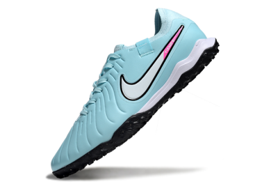Men's Nike Tiempo Legend 10 Pro TF Artificial Turf Low-Tops Football Shoes - Jade/White/Pink
