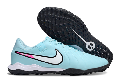 Men's Nike Tiempo Legend 10 Academy TF Artificial Turf Low-Tops Football Shoes - Jade/White/Pink