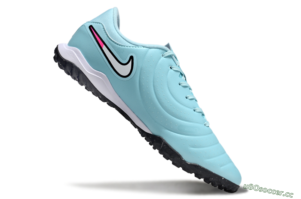 Men's Nike Tiempo Legend 10 Academy TF Artificial Turf Low-Tops Football Shoes - Jade/White/Pink 4