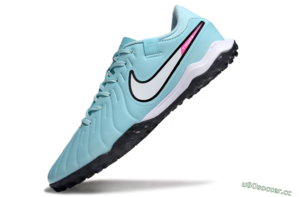 Men's Nike Tiempo Legend 10 Academy TF Artificial Turf Low-Tops Football Shoes - Jade/White/Pink 5