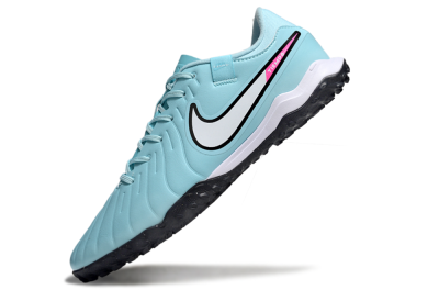 Men's Nike Tiempo Legend 10 Academy TF Artificial Turf Low-Tops Football Shoes - Jade/White/Pink