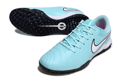 Men's Nike Tiempo Legend 10 Academy TF Artificial Turf Low-Tops Football Shoes - Jade/White/Pink