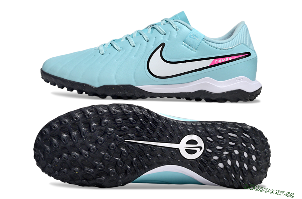 Men's Nike Tiempo Legend 10 Academy TF Artificial Turf Low-Tops Football Shoes - Jade/White/Pink 1