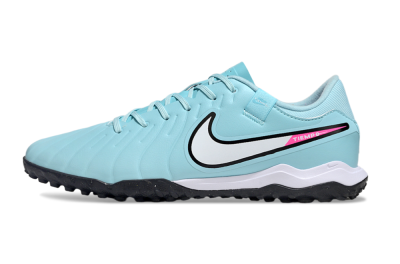Men's Nike Tiempo Legend 10 Academy TF Artificial Turf Low-Tops Football Shoes - Jade/White/Pink