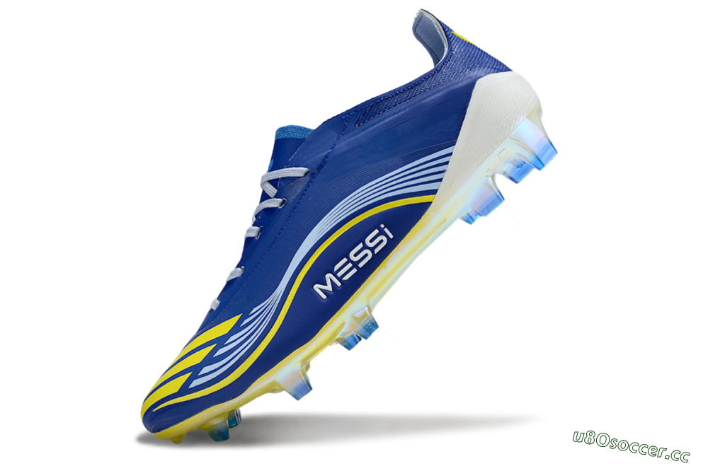 Men's Messi x Adidas F50 Elite FG Firm Ground Low-Tops Football Boots - Blue/Jade/Yellow 5