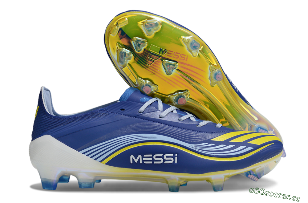 Men's Messi x Adidas F50 Elite FG Firm Ground Low-Tops Football Boots - Blue/Jade/Yellow 2