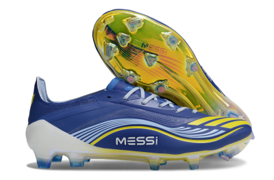 Men's Messi x Adidas F50 Elite FG Firm Ground Low-Tops Football Boots - Blue/Jade/Yellow