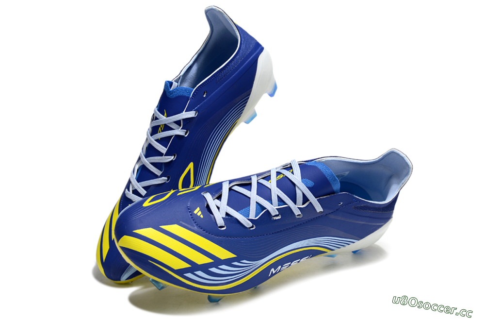 Men's Messi x Adidas F50 Elite FG Firm Ground Low-Tops Football Boots - Blue/Jade/Yellow 3