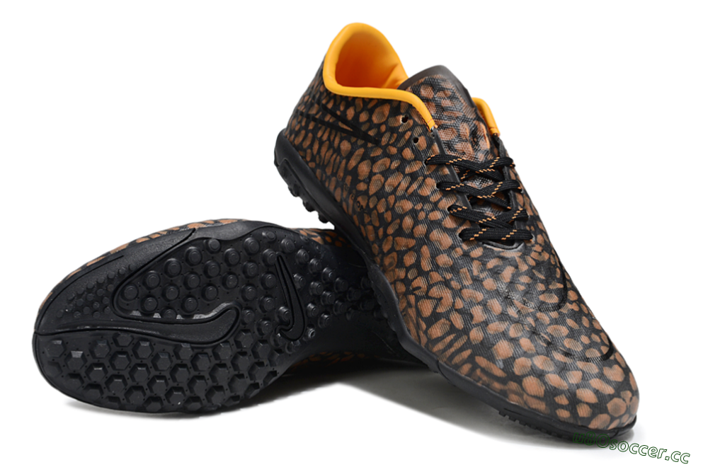 Men's Nike Hypervenom Phantom TF Artificial Turf Low-Tops Football Shoes - Brown/Black/Yellow 3
