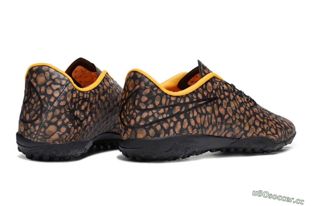 Men's Nike Hypervenom Phantom TF Artificial Turf Low-Tops Football Shoes - Brown/Black/Yellow 6