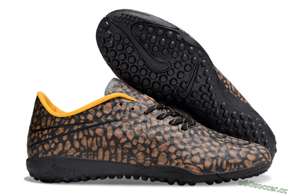 Men's Nike Hypervenom Phantom TF Artificial Turf Low-Tops Football Shoes - Brown/Black/Yellow 2