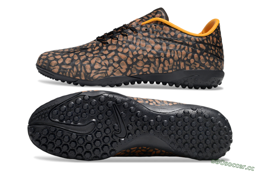 Men's Nike Hypervenom Phantom TF Artificial Turf Low-Tops Football Shoes - Brown/Black/Yellow 1
