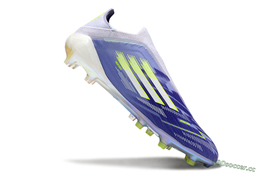 Unisex Adidas F50 Elite Laceless FG Firm Ground Low-Tops Football Boots - Blue/Silver/Yellow 4