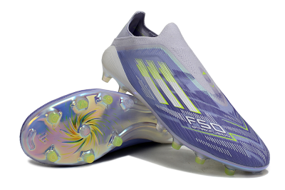 Unisex Adidas F50 Elite Laceless FG Firm Ground Low-Tops Football Boots - Blue/Silver/Yellow