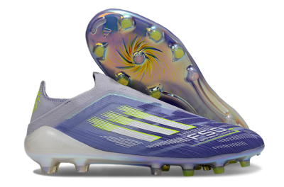 Unisex Adidas F50 Elite Laceless FG Firm Ground Low-Tops Football Boots - Blue/Silver/Yellow