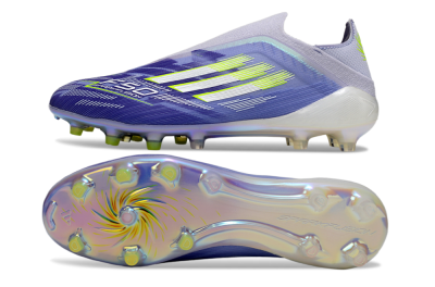Unisex Adidas F50 Elite Laceless FG Firm Ground Low-Tops Football Boots - Blue/Silver/Yellow