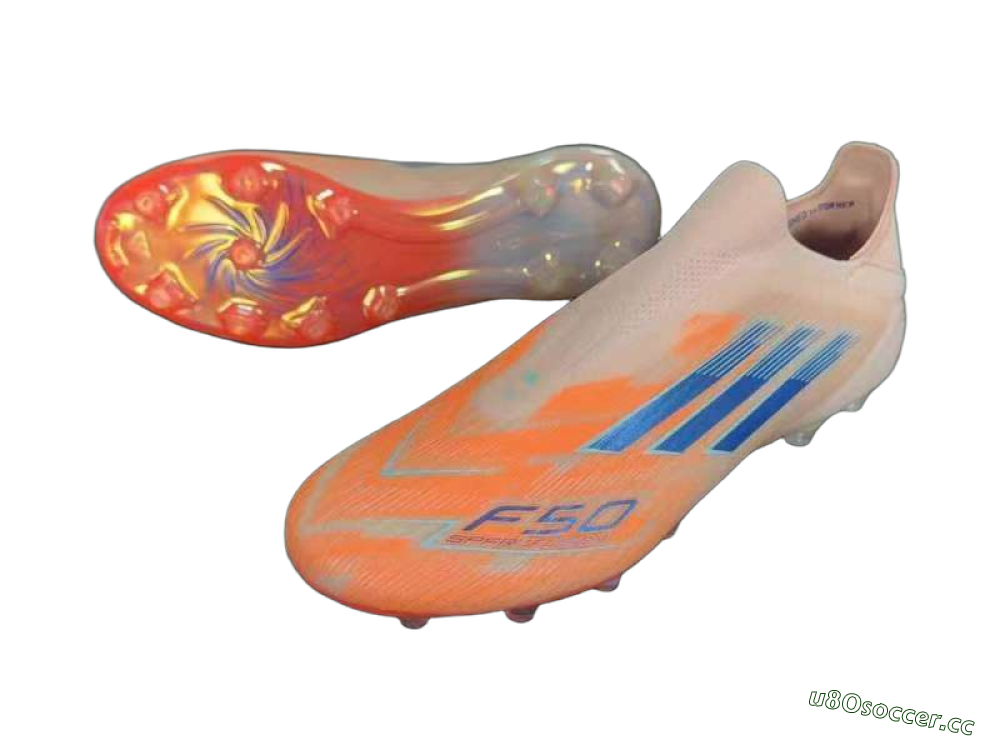 Unisex Adidas F50+ Elite Laceless FG Firm Ground Low-Tops Football Boots - Pink/Blue/Gold 3