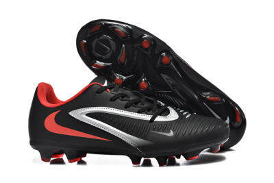 Men's Nike Phantom 6 Elite FG Firm Ground Low-Tops Football Boots - Black/Silver/Red