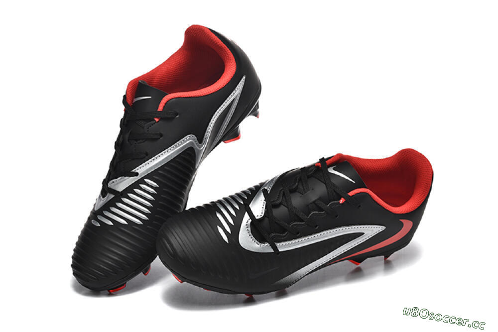 Men's Nike Phantom 6 Elite FG Firm Ground Low-Tops Football Boots - Black/Silver/Red 6