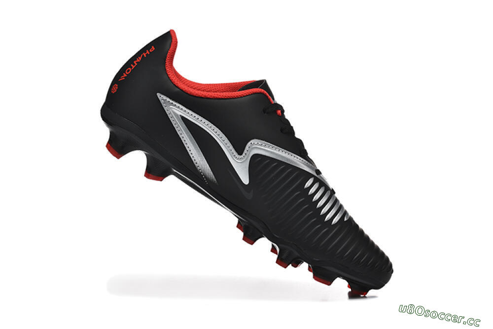 Men's Nike Phantom 6 Elite FG Firm Ground Low-Tops Football Boots - Black/Silver/Red 7