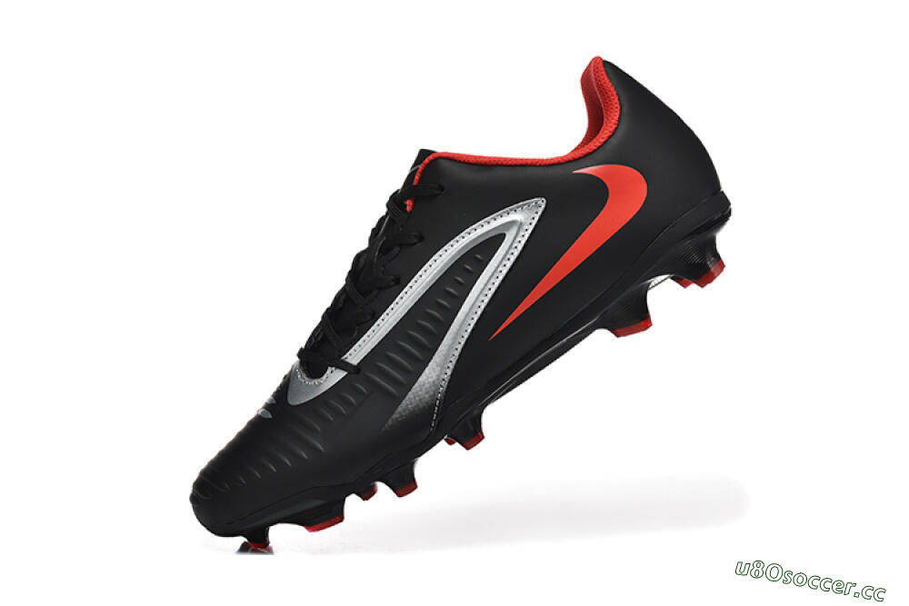 Men's Nike Phantom 6 Elite FG Firm Ground Low-Tops Football Boots - Black/Silver/Red 8