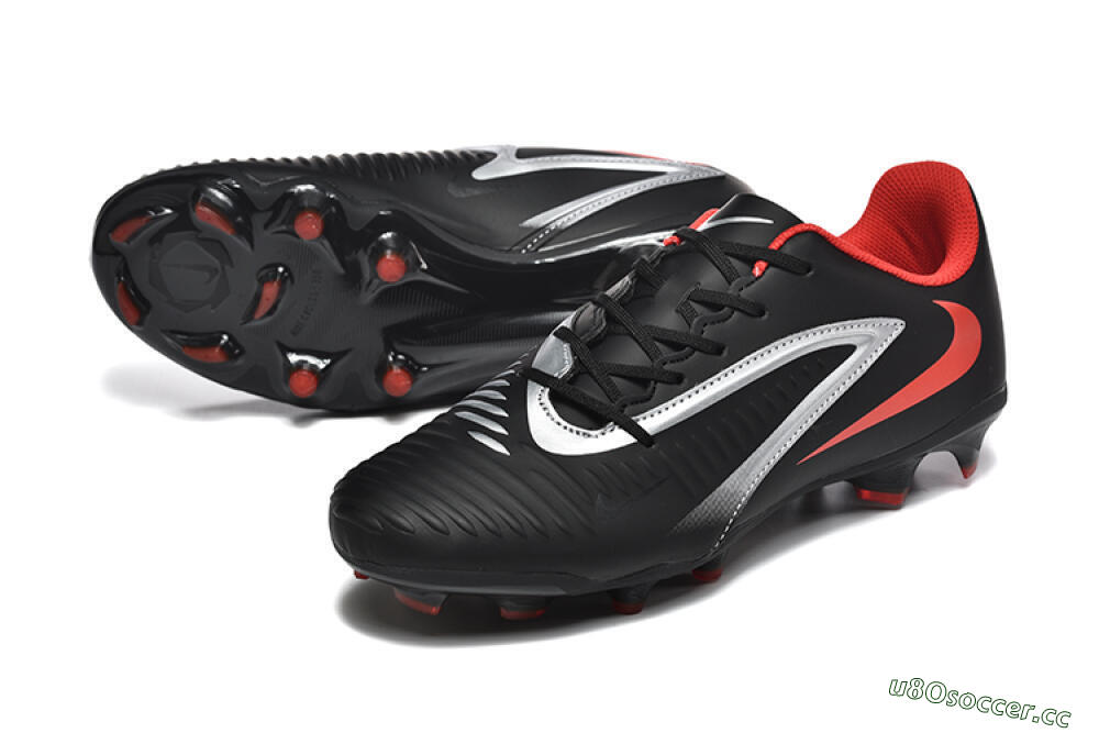Men's Nike Phantom 6 Elite FG Firm Ground Low-Tops Football Boots - Black/Silver/Red 3