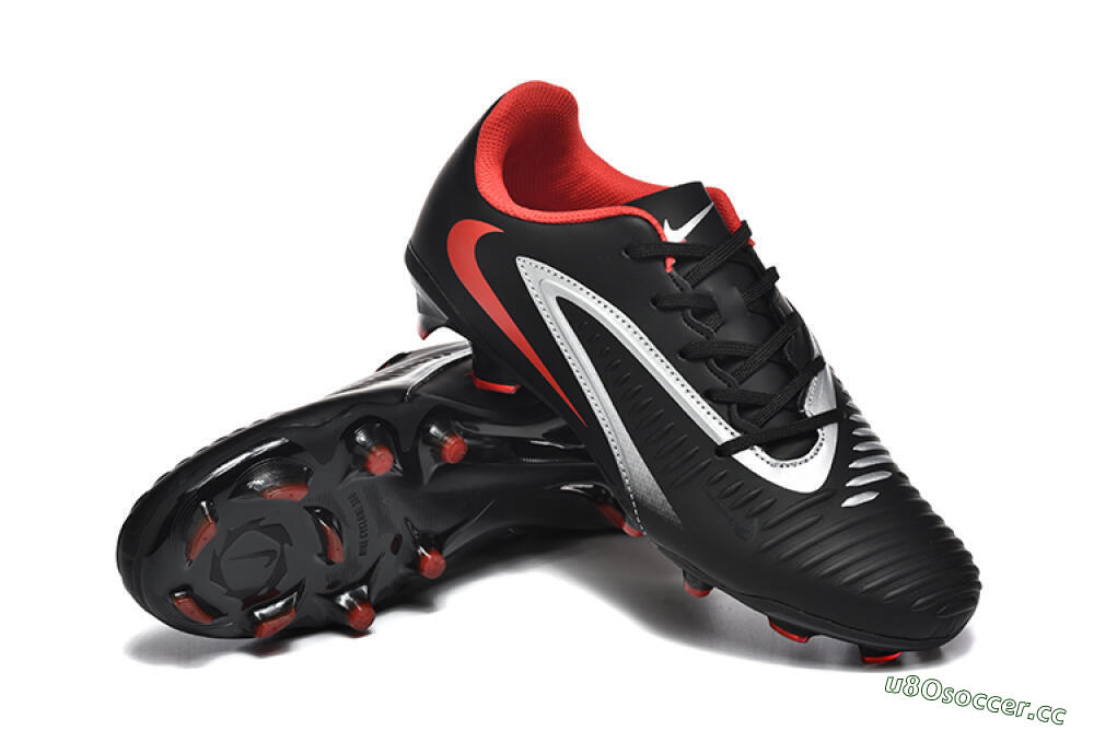 Men's Nike Phantom 6 Elite FG Firm Ground Low-Tops Football Boots - Black/Silver/Red 4