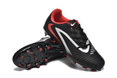 Men's Nike Phantom 6 Elite FG Firm Ground Low-Tops Football Boots - Black/Silver/Red