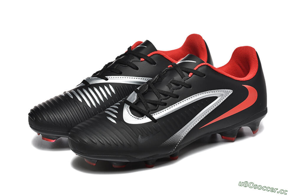 Men's Nike Phantom 6 Elite FG Firm Ground Low-Tops Football Boots - Black/Silver/Red 5