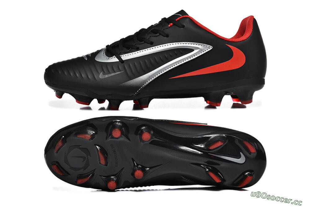 Men's Nike Phantom 6 Elite FG Firm Ground Low-Tops Football Boots - Black/Silver/Red 1