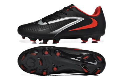 Men's Nike Phantom 6 Elite FG Firm Ground Low-Tops Football Boots - Black/Silver/Red