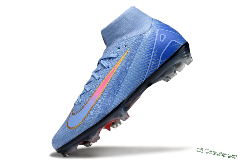 Unisex Nike Air Zoom Mercurial Superfly 10 Elite FG Firm Ground High-Tops Football Boots - Blue/Pink/Gold 5