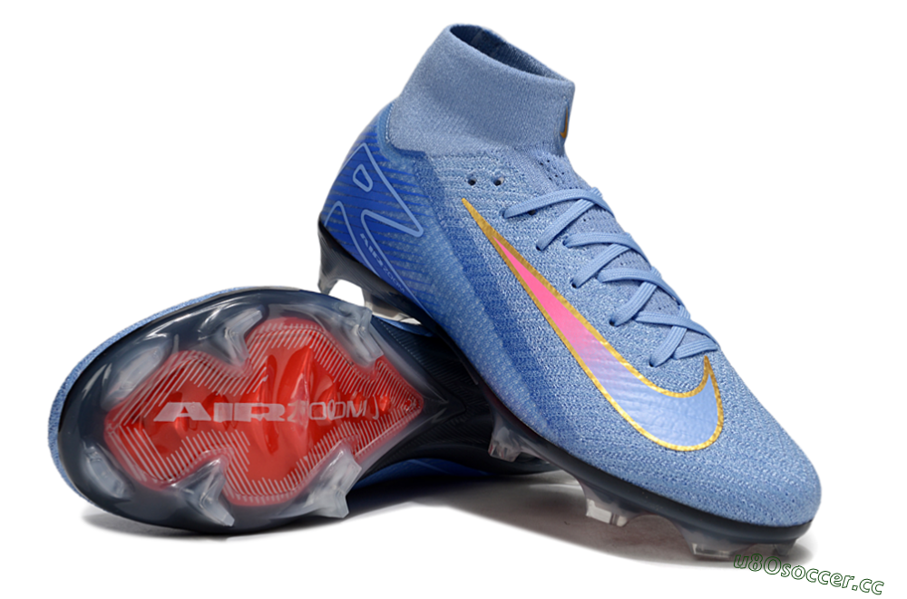 Unisex Nike Air Zoom Mercurial Superfly 10 Elite FG Firm Ground High-Tops Football Boots - Blue/Pink/Gold 3