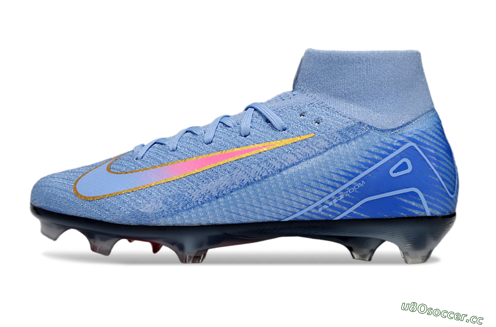 Unisex Nike Air Zoom Mercurial Superfly 10 Elite FG Firm Ground High-Tops Football Boots - Blue/Pink/Gold 0
