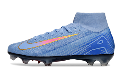 Unisex Nike Air Zoom Mercurial Superfly 10 Elite FG Firm Ground High-Tops Football Boots - Blue/Pink/Gold