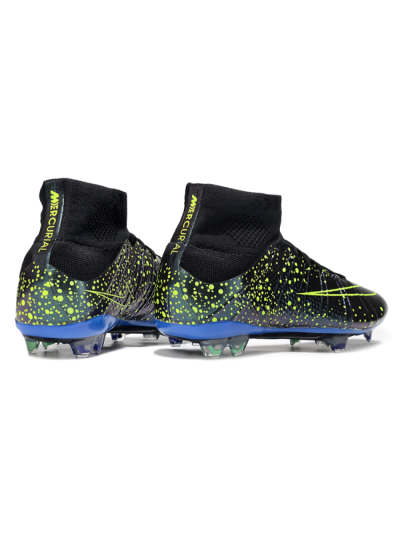 Men's Nike Zoom Mercurial Superfly 4 Elite FG Firm Ground High-Tops Football Boots - Black/Yellow/Blue