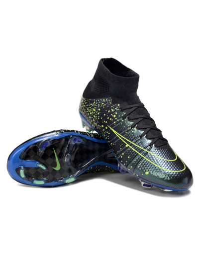 Men's Nike Zoom Mercurial Superfly 4 Elite FG Firm Ground High-Tops Football Boots - Black/Yellow/Blue