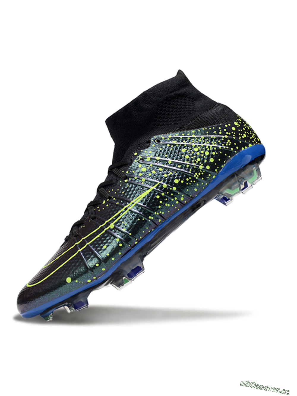 Men's Nike Zoom Mercurial Superfly 4 Elite FG Firm Ground High-Tops Football Boots - Black/Yellow/Blue 6