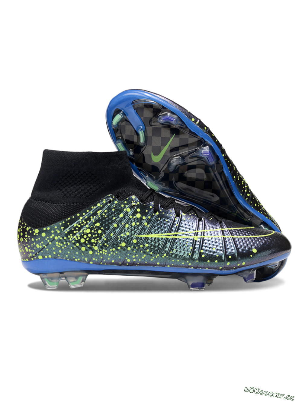 Men's Nike Zoom Mercurial Superfly 4 Elite FG Firm Ground High-Tops Football Boots - Black/Yellow/Blue 2
