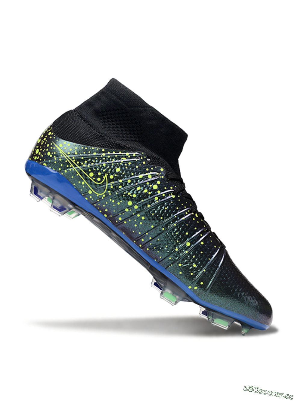 Men's Nike Zoom Mercurial Superfly 4 Elite FG Firm Ground High-Tops Football Boots - Black/Yellow/Blue 5