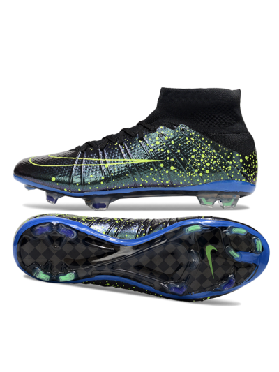 Men's Nike Zoom Mercurial Superfly 4 Elite FG Firm Ground High-Tops Football Boots - Black/Yellow/Blue