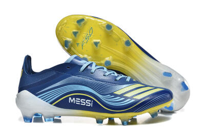 Men's Messi x Adidas F50 Elite FG Firm Ground Low-Tops Football Boots - Blue/Jade/Yellow