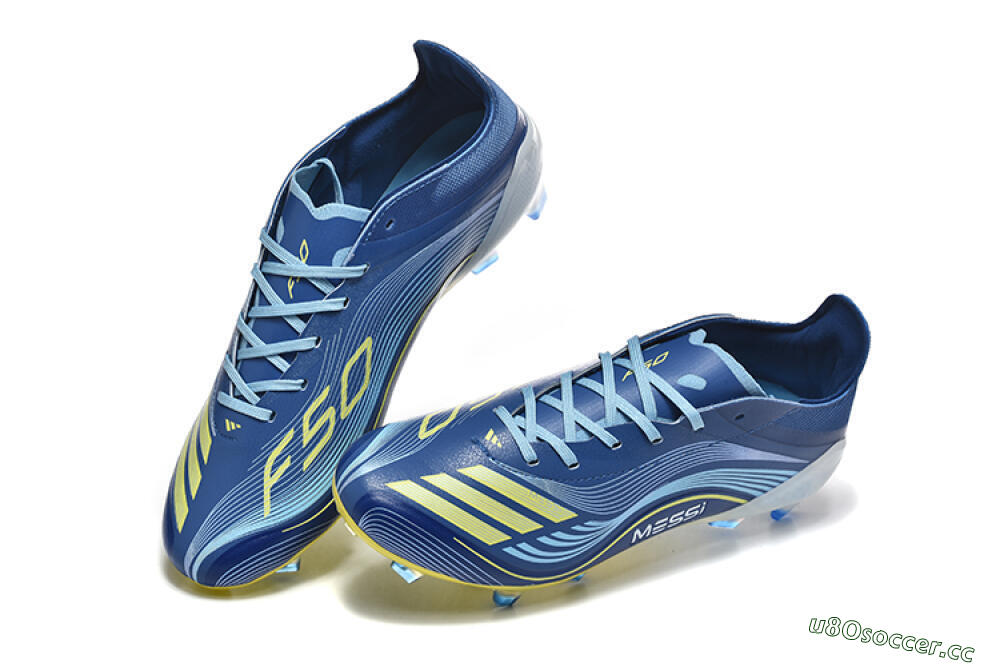 Men's Messi x Adidas F50 Elite FG Firm Ground Low-Tops Football Boots - Blue/Jade/Yellow 6