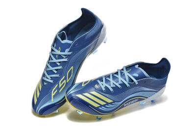 Men's Messi x Adidas F50 Elite FG Firm Ground Low-Tops Football Boots - Blue/Jade/Yellow