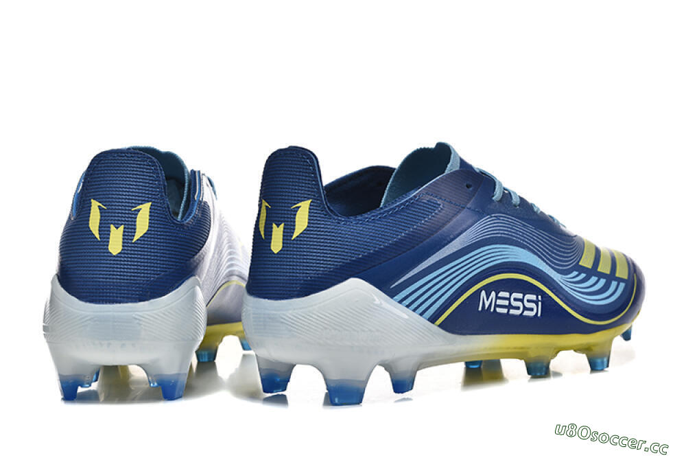 Men's Messi x Adidas F50 Elite FG Firm Ground Low-Tops Football Boots - Blue/Jade/Yellow 9
