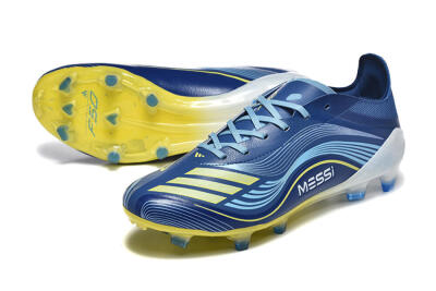 Men's Messi x Adidas F50 Elite FG Firm Ground Low-Tops Football Boots - Blue/Jade/Yellow